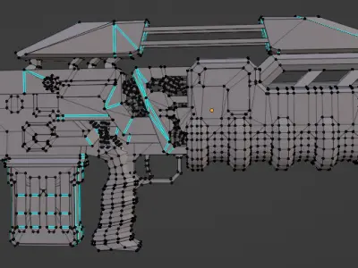 Heavy Sci-Fi Blaster Low-poly 3D model