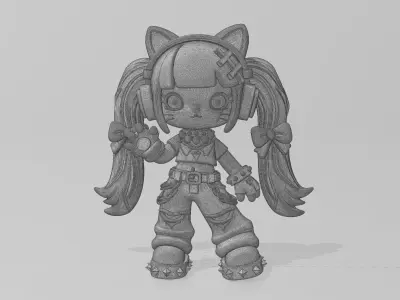 Cyber - Kitty Punk 3D Model 3D model