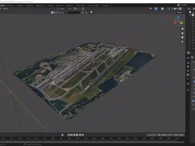 Two runways airport map with Texture Low-poly 3D model Low-poly 3D model