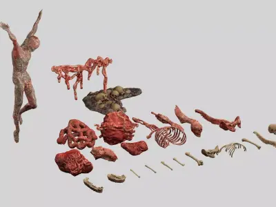 Horror Assets - Human Corpses Body Part Collection X3 Pack  Low-poly 3D model
