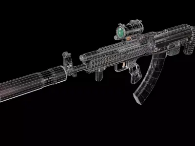 Game-Ready Tactical Assault Rifle I 14K Quads I 2K PBR Low-poly 3D model