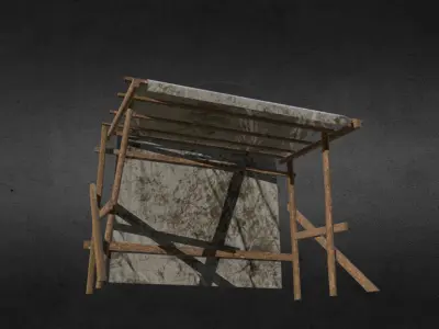Medieval stall 3 Low-poly 3D model
