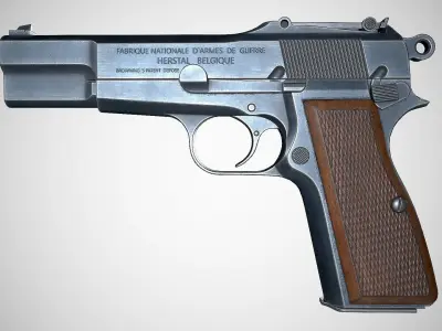 Browning Hi-Power P-35 Low-poly 3D model