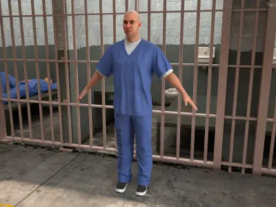 Prisoner in Blue Uniform Rigged  purchase 3D model