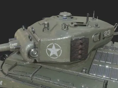 USA Army M46 Patton medium tank in Korean War Low-poly 3D model
