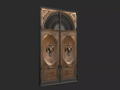 European and American retro luxury wooden doors 3D model