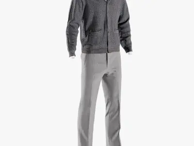 Mens Pants with Waistcoat Shirt and shoes 3 3D model