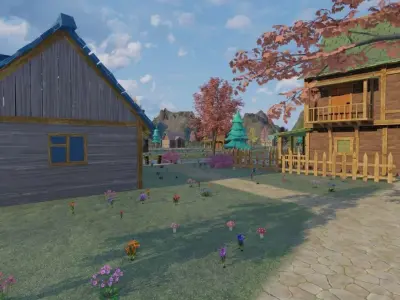 Charming Village In Bloom 3D model