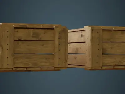Wooden Box 4A Low-poly 3D model