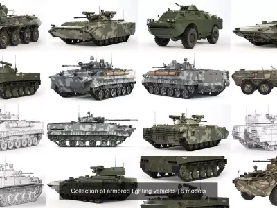 Collection of armored fighting vehicles 3D Model Pack