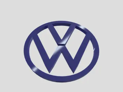 Volkswagen car 3D Logo Design Realistic Red  3D model Low-poly 3D model