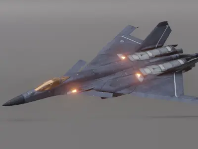 Pack - 9 Futuristic Assault  Recon Aircrafts Low-poly 3D model