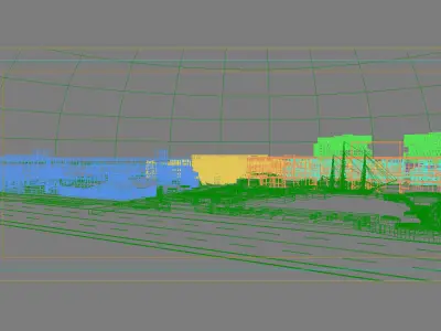 Architecture building in middle of street 3D model purchase