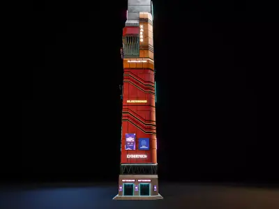 SCIFI CYBERPUNK FUTURISTIC NEON SKYSCRAPER 04 Low-poly 3D model
