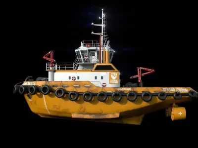 Tugboat lowpoly Low-poly 3D model
