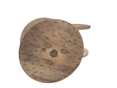 Wooden Cable Reel 3D Model AR VR PBR Low-poly 3D model