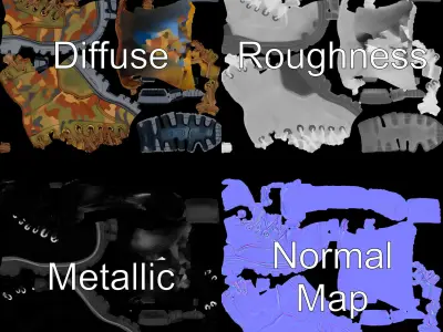 Camouflage Military Boot D Model Pack Low-poly 3D model