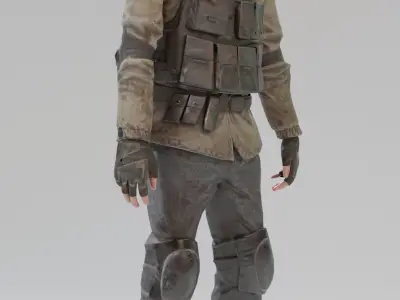 Game Ready Apocalypse Male Character Rigged and Animated Low-poly 3D model