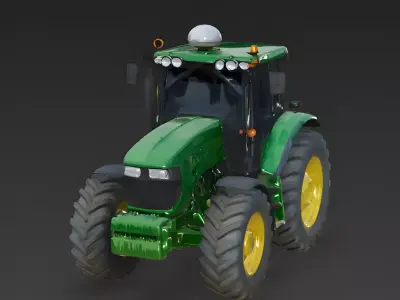 Modern Green Agricultural Tractor 3D Model Low-poly 3D model