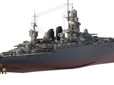 WW2 FRENCH NAVY DETAILED DESTROYER 3D model