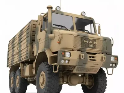 Desert Camouflage Utility Truck Low-poly 3D model