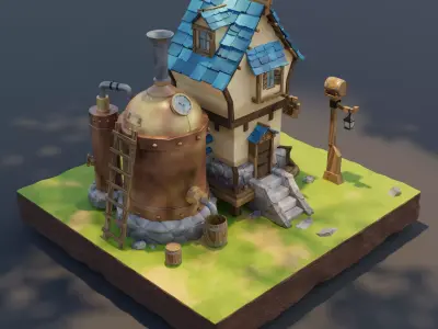 Brewery Low-poly 3D model