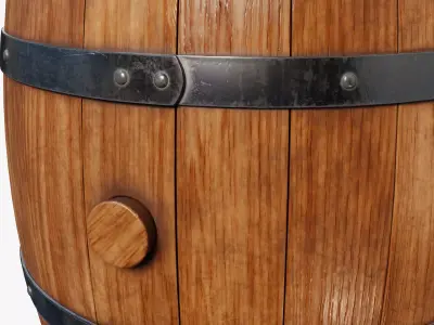 Wooden Barrel 02 3D model