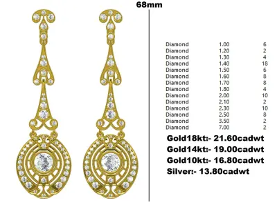 Unique Vintage Style Earring 3D print model
