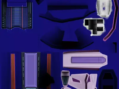 Low Poly Game jet and spaceship simple design Low-poly 3D model