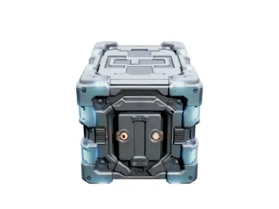 Futuristic Floating Cargo Crate With Glowing Blue Circuitry Low-poly 3D model