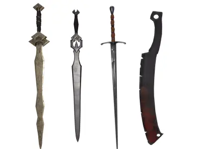Swords with PBR material Game ready  3D Model Pack