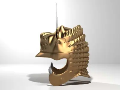 Ancient Combat Helmet - Macedonian Lionhead 3D model