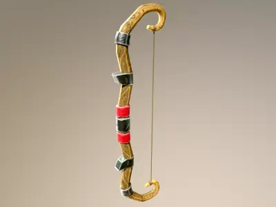 Stylized medieval bow Low-poly 3D model