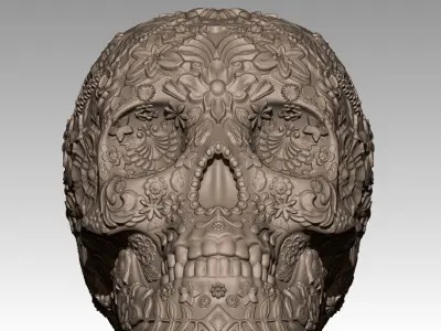 Flowered Scull 3D print model