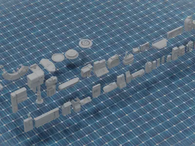 450 PART SCIFI KITBASH Low-poly 3D model