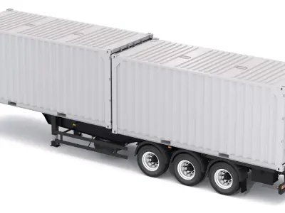 Chassis Semi Trailer with Shipping Containers 3D model