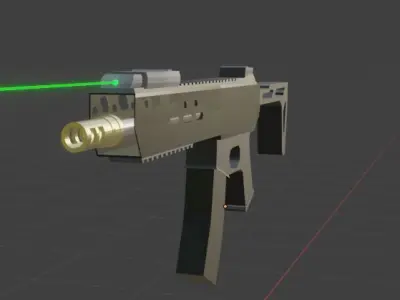 Assault Rifle with laser Attachment Free 3D model