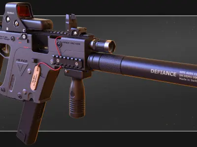 Kriss Vector Highpoly and Lowpoly models PBR Low-poly 3D model