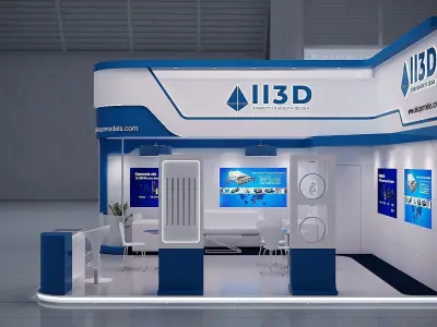 Exhibition Stand Stall Two Side Open 6X6 3D model