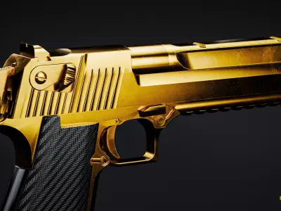 Gold Desert Eagle 3D model Low-poly 3D model