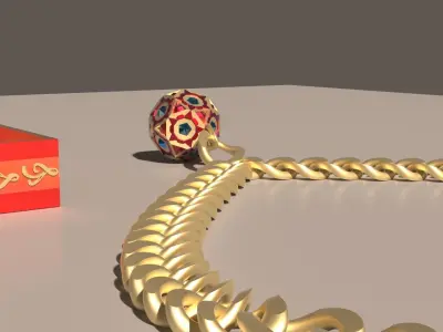 chain gold and box 3D model