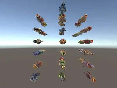 Cartoon Fantasy Weapons Cannons Low-poly 3D model