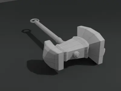 Fantasy hammer in minimalistic style 2 Free low-poly 3D model