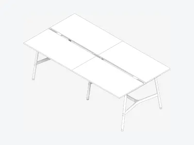 Desk - Timberline - Workstation - Dbl - Side - 4 - Person - High Low-poly 3D model