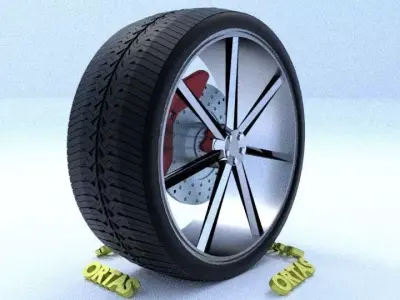 ORTAS CAR RIM 31 GAME READY RIM TIRE AND DISC 3D model