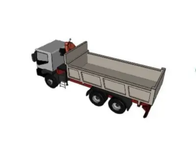 Dump truck with elevator crane 3D model