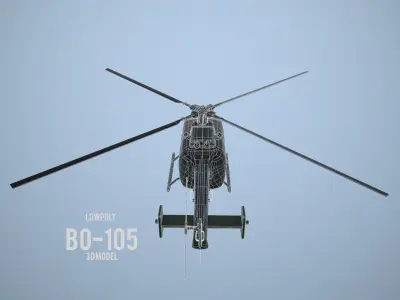 Lowpoly MBB BO-105 Low-poly 3D model