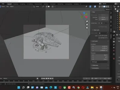 falcon aircraft low poly model render in blender Low-poly 3D model