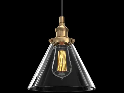 20TH C FACTORY FILAMENT CLEAR GLASS FUNNEL PENDANT 3D model