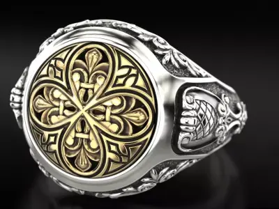 Antique patterned ring 709 3D print model